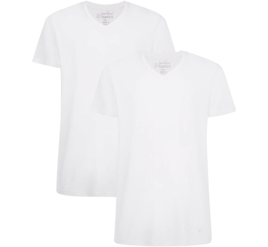 T-shirts Bamboo Basics Velo Col V - Blanc - (Lot de 2)