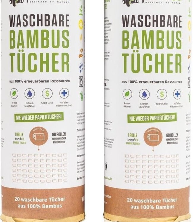 Pandoo bamboe wasbaar keukenpapier - 2 rollen