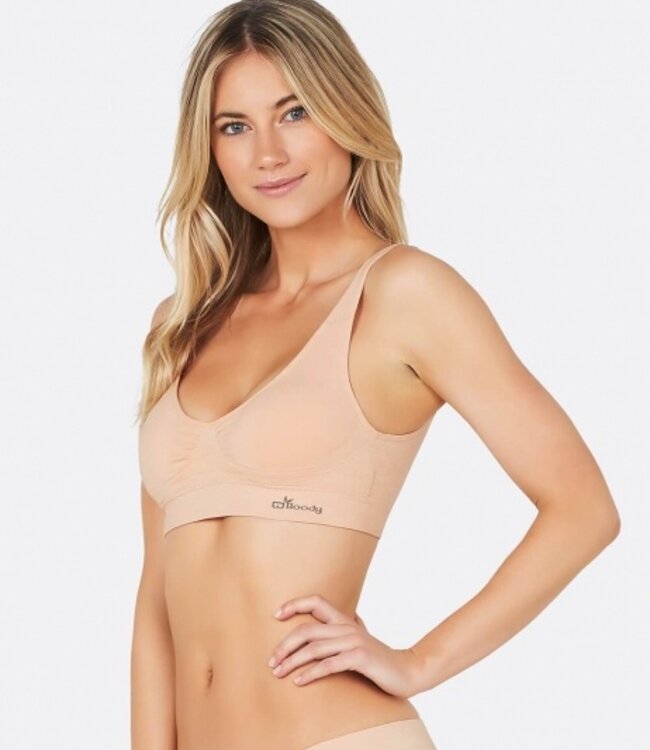 BOODY Bamboe vormgevende crop beha met padding - Roze