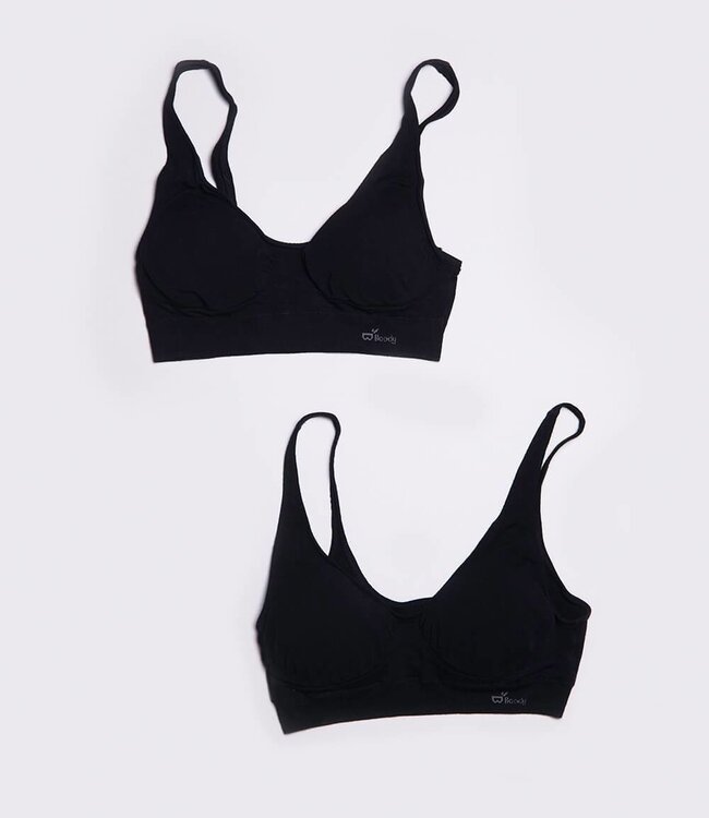BOODY Bamboe vormgevende crop beha met padding - Zwart
