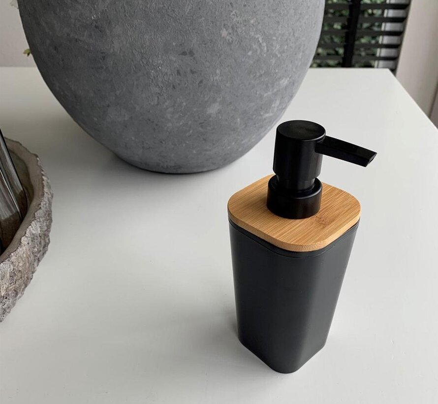 Bamboo soap dispenser - 2 pieces - Black - 500 ml