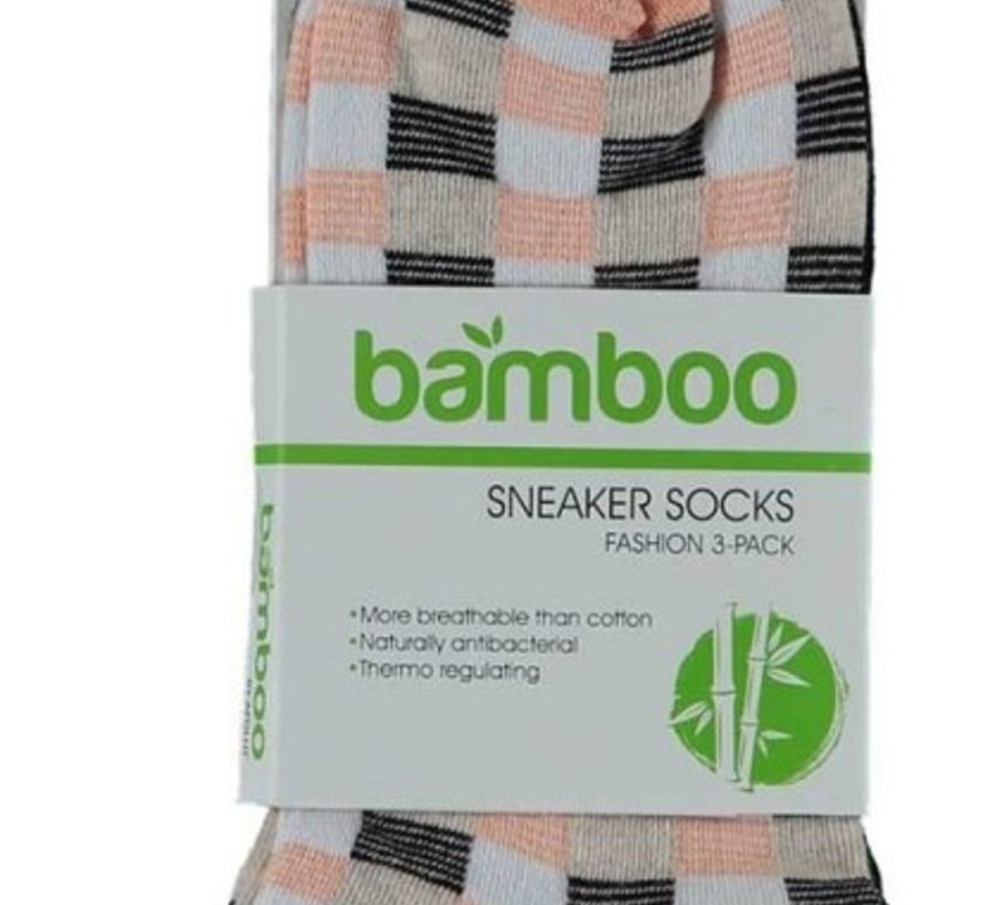 Apollo - Bamboo Ladies Sneakers Socks Seamless - 3 Pack - Multi Print