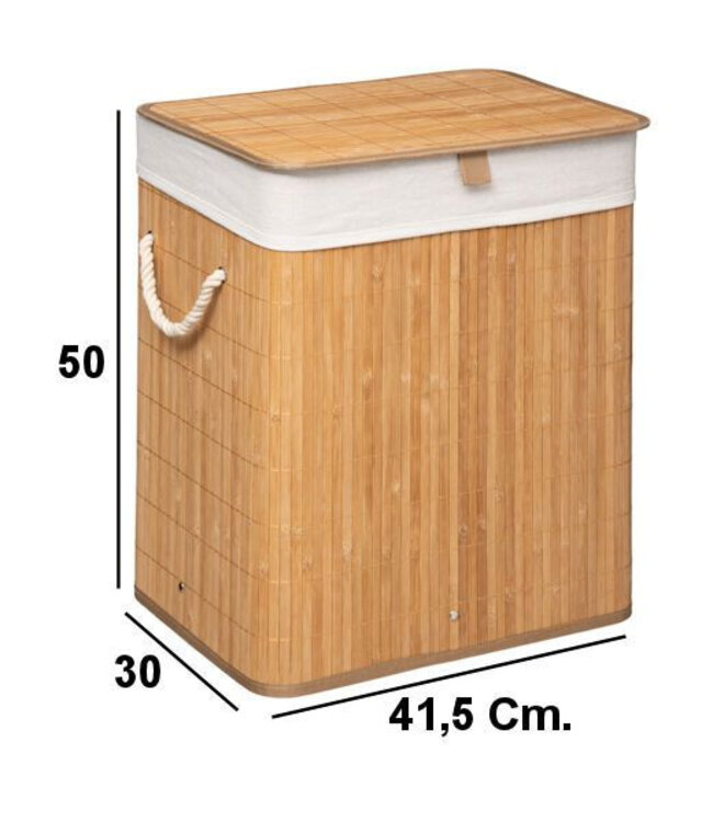 Natural bamboo laundry basket - 40 x 30 x 50 cm - 60 liters