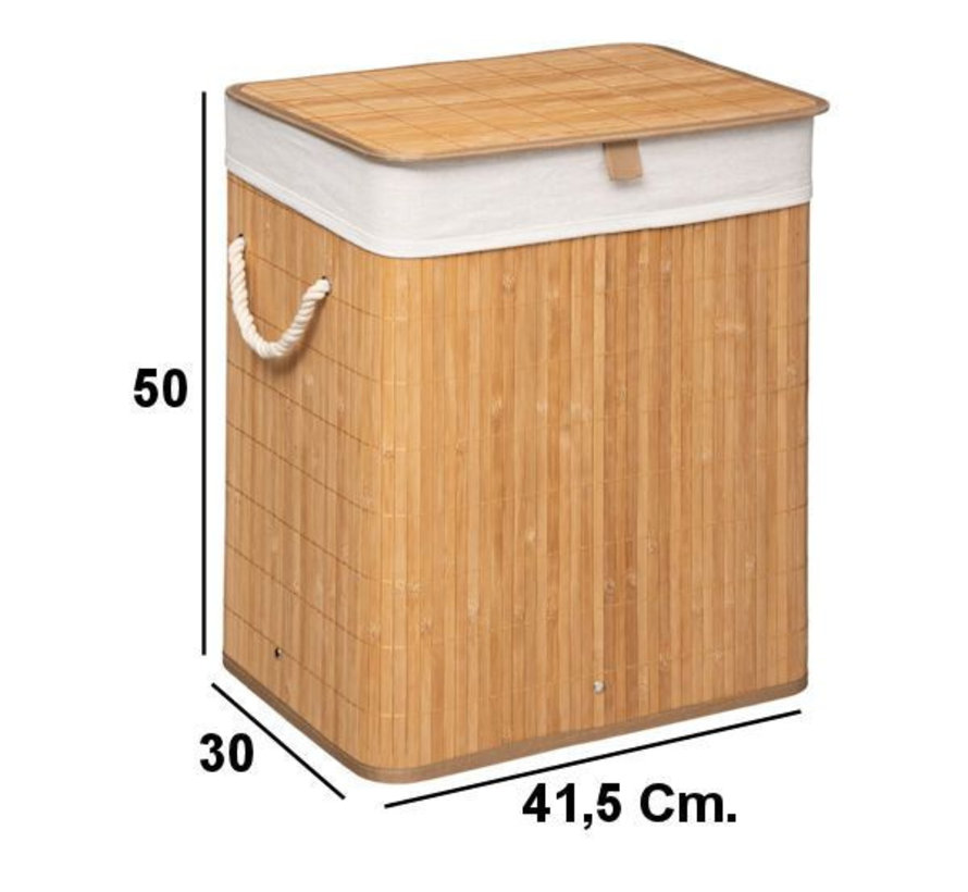 Natural bamboo laundry basket - 40 x 30 x 50 cm - 60 liters