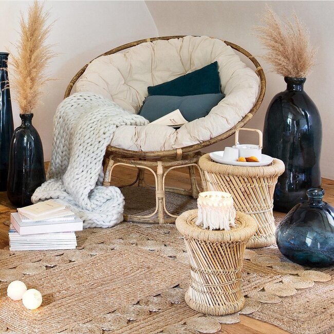 Side tables of Bamboo & Hemp - Ibiza Boho style - Natural