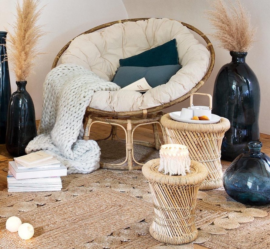 Tables d'appoint en bambou et chanvre - Style Ibiza Boho - Naturel