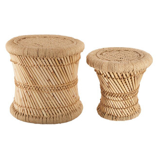 Atmosphera Hocker aus Bambus und Hanf - Ibiza-Boho-Stil - Natur - Beistelltisch