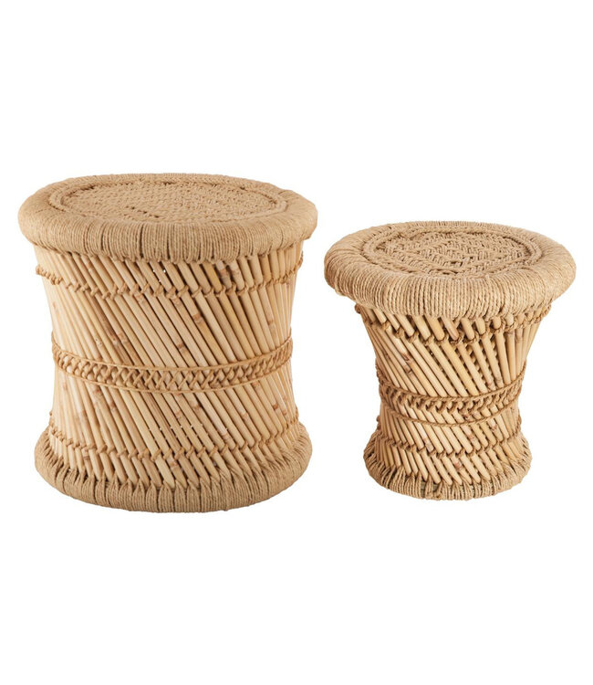 Side tables of Bamboo & Hemp - Ibiza Boho style - Natural