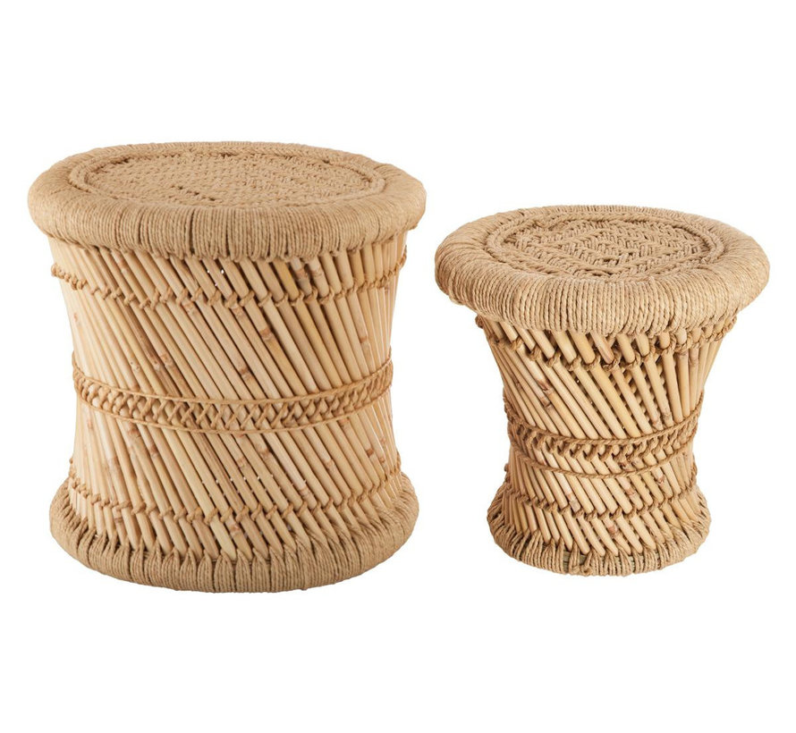 Side tables of Bamboo & Hemp - Ibiza Boho style - Natural