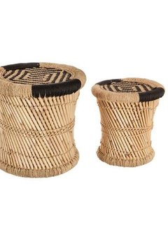 Bijzettafels Tables d'appoint en bambou et chanvre - naturel et noir