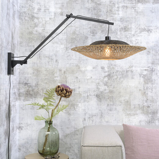 Good & Mojo Bamboo Wall Lamp Kalimantan – with black cord – H 70 × W 112 × Ø 60 cm