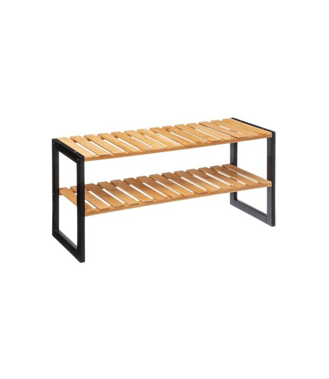 Bamboo shoe rack with 2 levels - Suitable for 6 pairs of shoes