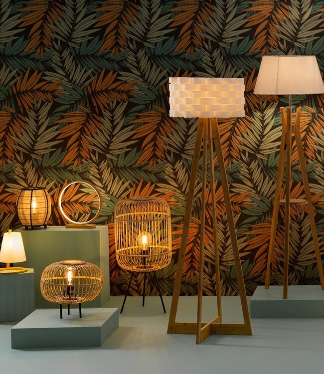 Atmosphera - Ronde Bamboe LED lamp 32 cm - Beige