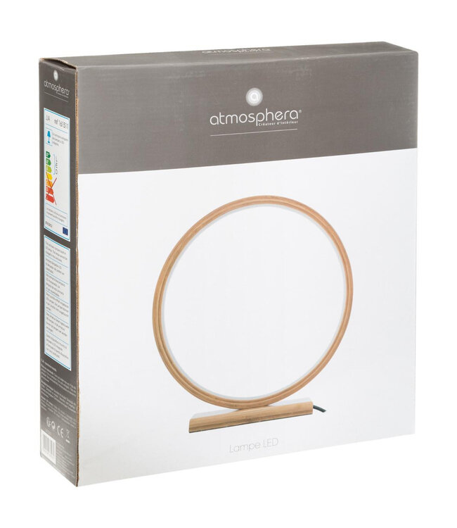 Atmosphera - Ronde Bamboe LED lamp 32 cm - Beige