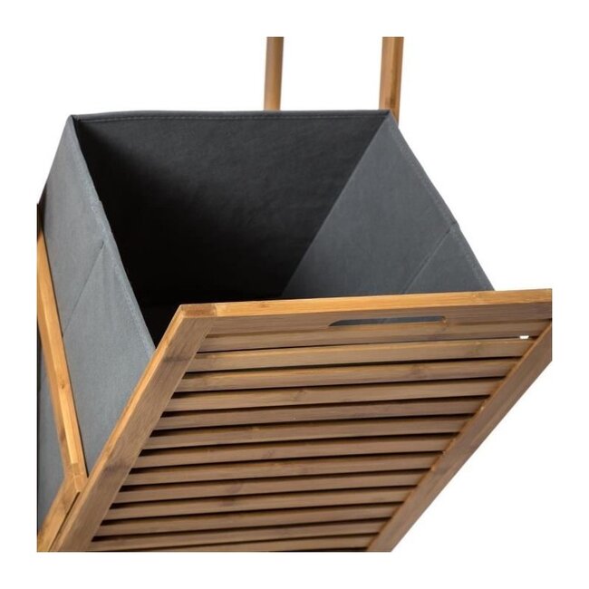 Bamboo Bathroom Cabinet With Integrated Laundry Basket - L 35 x W 32x H 118 cm - Five