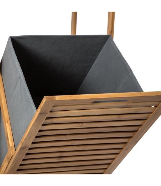 Bamboe Badkamerkast Met Geïntegreerde Wasmand  - L 35 x B 32x H 118 cm  - Five