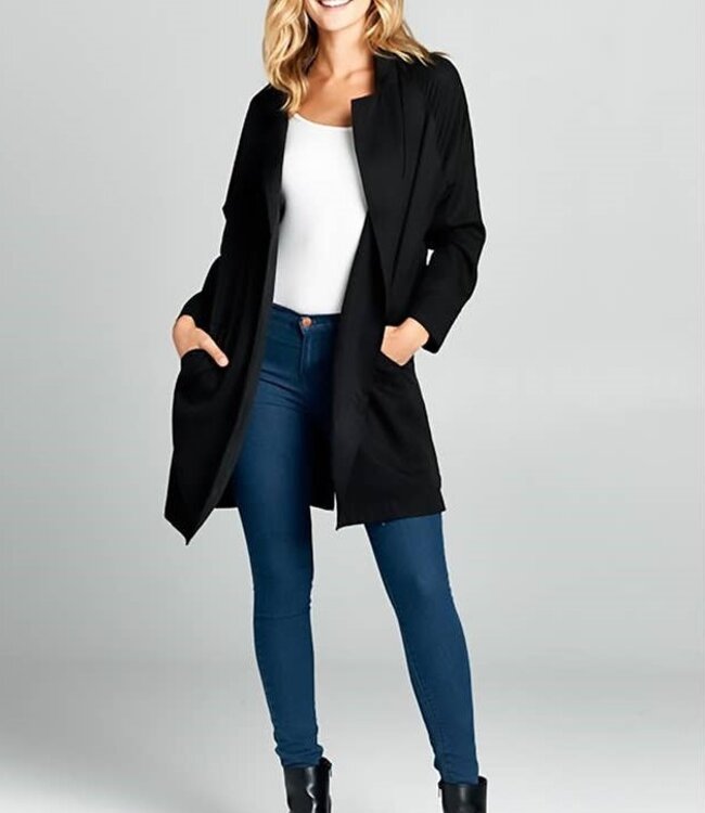 Zwarte jas met zakken gemaakt van 100% Lyocell - Renee collection