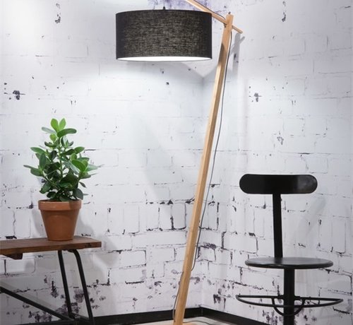 Good & Mojo Lampadaire Andes - Good&Mojo - H 175 x L 70 x Ø 47 cm - Bambou avec abat-jour en lin