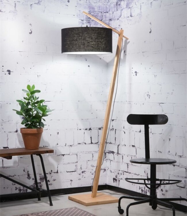 Vloerlamp Andes - Good&Mojo - H 175 x B 70 x Ø 47 cm - Bamboe met linnen kap