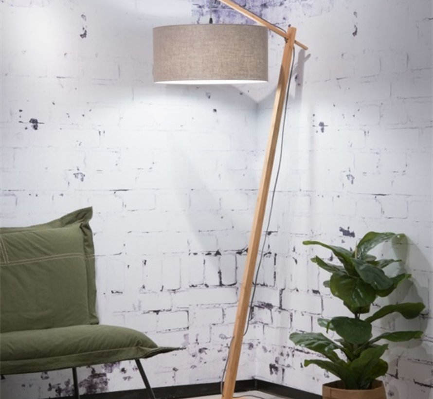 Vloerlamp Andes - Good&Mojo - H 175 x B 70 x Ø 47 cm - Bamboe met linnen kap