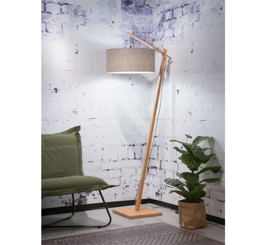 Vloerlamp Andes - Good&Mojo - H 175 x B 70 x Ø 47 cm - Bamboe met linnen kap