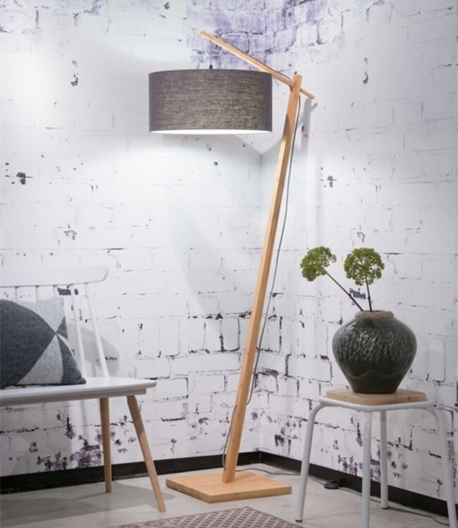 Vloerlamp Andes - Good&Mojo - H 175 x B 70 x Ø 47 cm - Bamboe met linnen kap