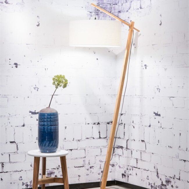 Vloerlamp Andes - Good&Mojo - H 175 x B 70 x Ø 47 cm - Bamboe met linnen kap
