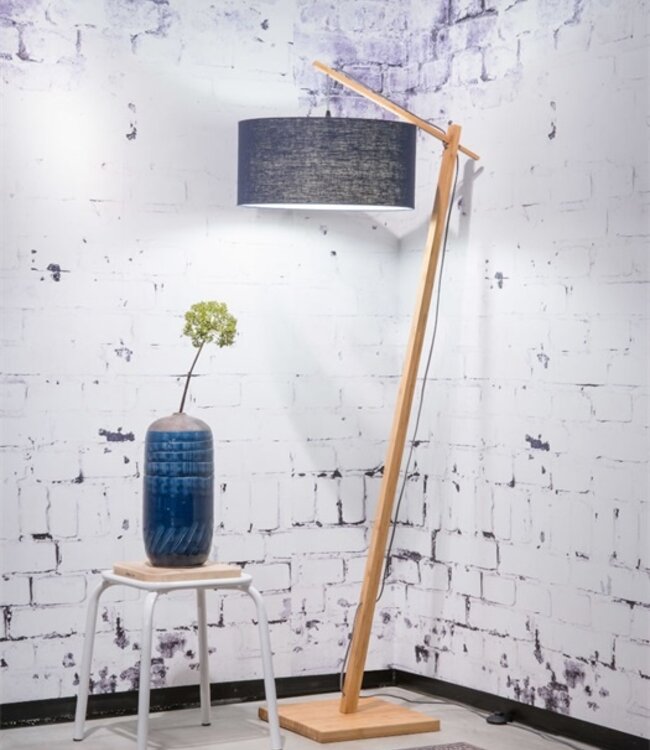 Vloerlamp Andes - Good&Mojo - H 175 x B 70 x Ø 47 cm - Bamboe met linnen kap