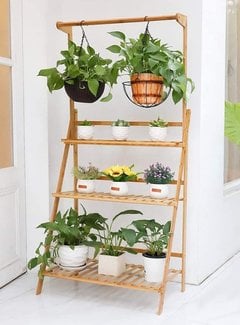 Ecarla Plant rack with 3 shelves - Hanging rail - Bamboo