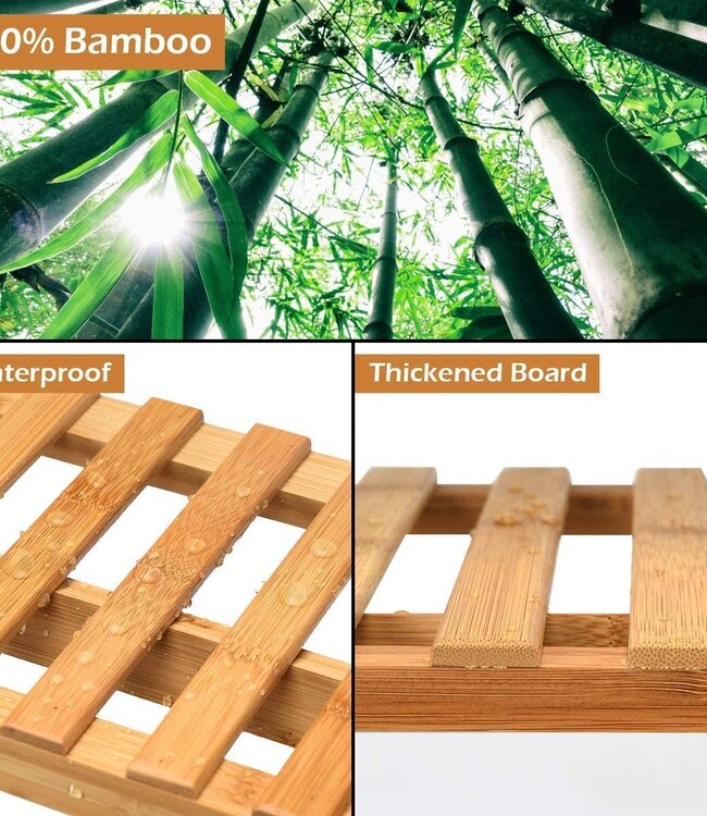 Plant rack with 3 shelves - hanging rail - Water resistant - Bamboo