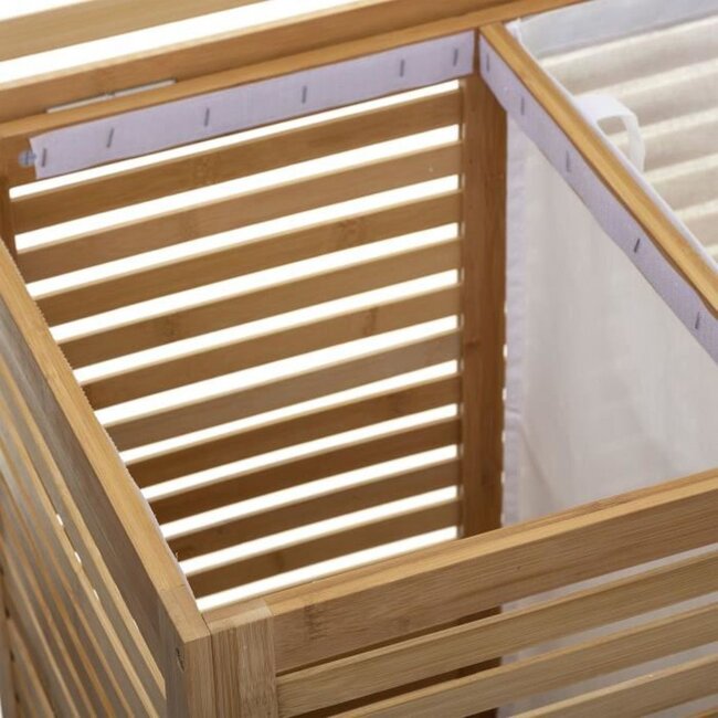 Double bamboo laundry basket - Sicela - H 58 x W 40 x L 60 cm