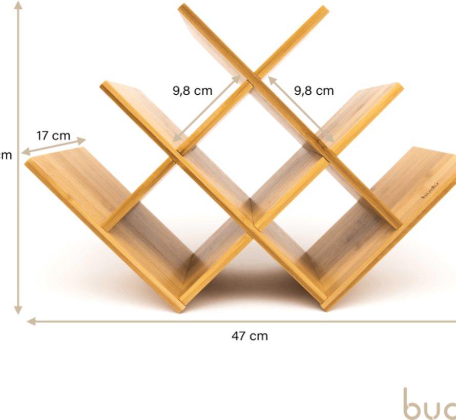 Budu elegant wine rack for living room, kitchen office or basement - Bamboo - Water resistant