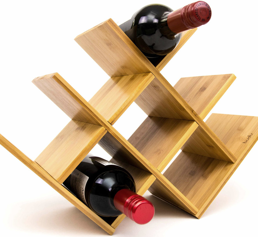 Budu elegant wine rack for living room, kitchen office or basement - Bamboo - Water resistant