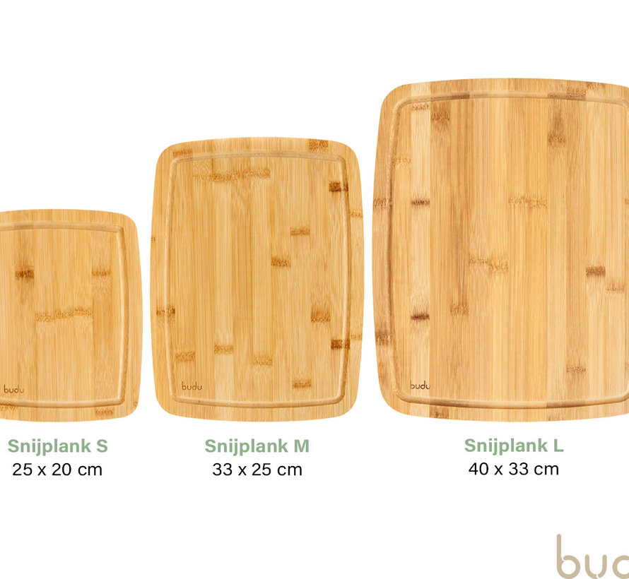 Set of 3 cutting boards made of bamboo - equipped with a juice edge - wear-resistant - Budu