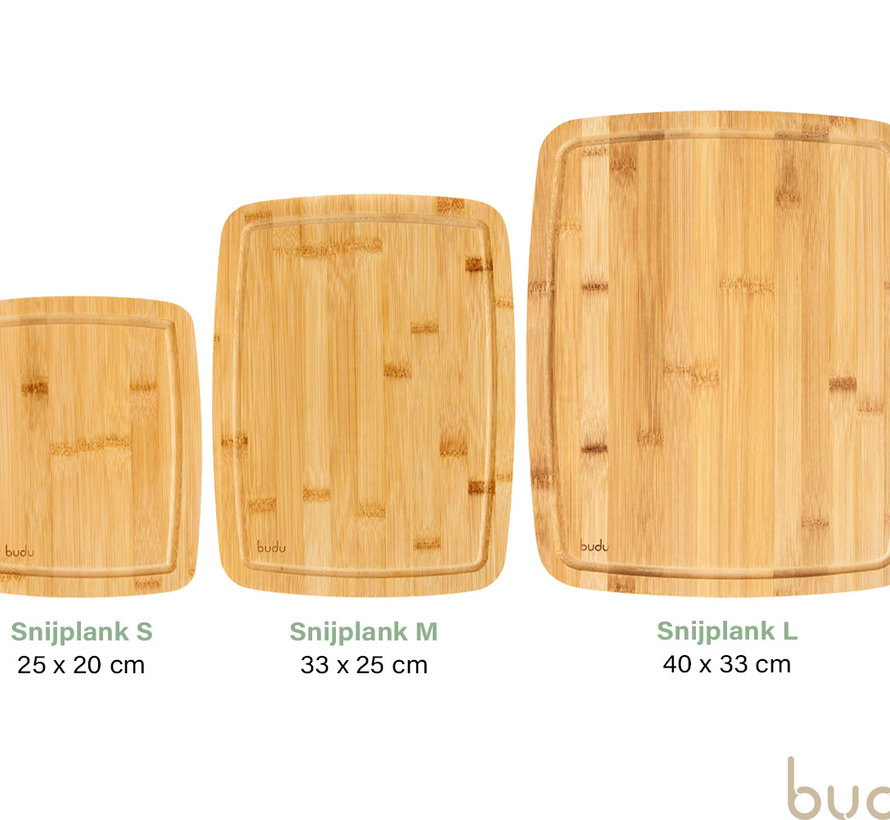 Set van 3 snijplanken van bamboe - Voorzien van een saprand - Slijtvast - Budu