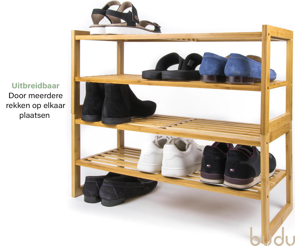 Conclusie perspectief Actie Bamboe Schoenenrek met 2 niveaus - Geschikt voor 9 paar schoenen - Wat -  Koning Bamboe