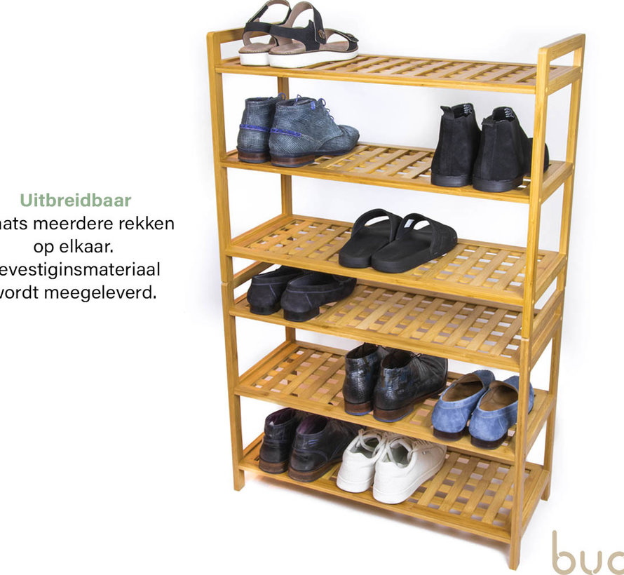 Bamboo shoe rack with 3 levels - Suitable for 9 pairs of shoes