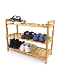 Schoenenrekken Schoenenrek bamboe stapelbaar - 3 niveaus - 9 Paar schoenen