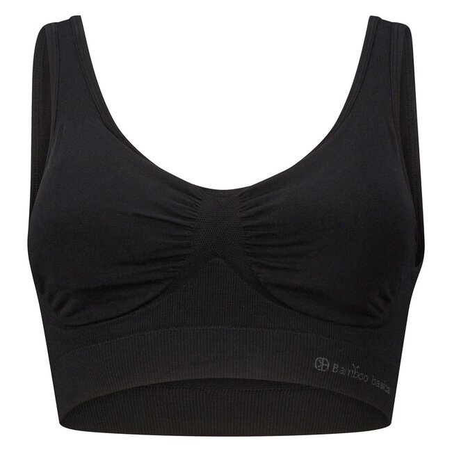 Bamboo basics - Vormgevende Crop Beha met Padding - Zwart - Fleur