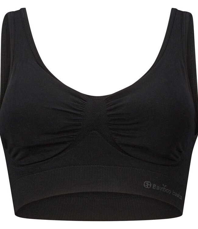 Bamboo basics - Shaping Crop Bra with Padding - Black - Fleur