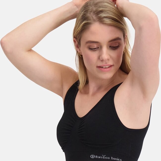 Bamboo basics - Vormgevende Crop Beha met Padding - Zwart - Fleur
