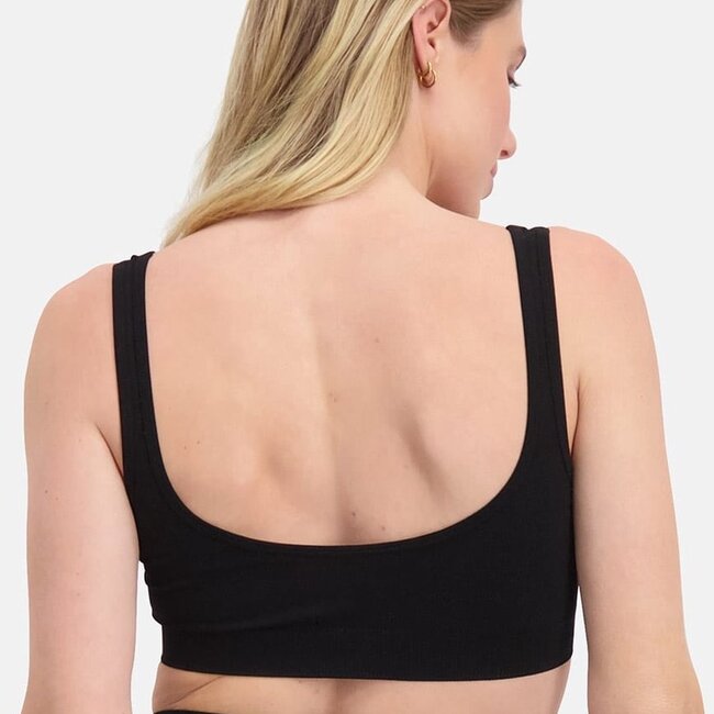 Bamboo basics - Vormgevende Crop Beha met Padding - Zwart - Fleur
