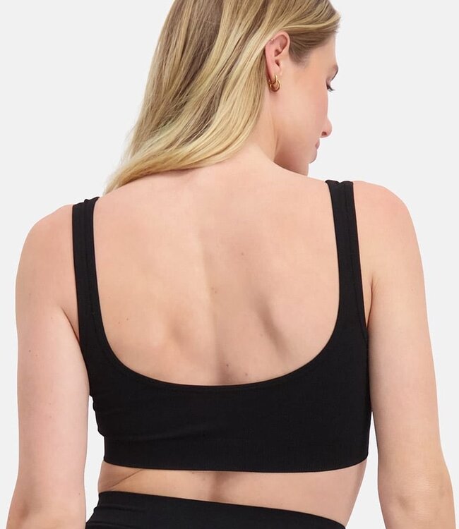 Bamboo basics - Vormgevende Crop Beha met Padding - Zwart - Fleur