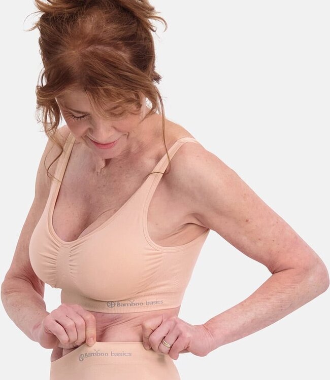 Bamboo basics - Vormgevende Crop Beha met Padding - Roze - Fleur