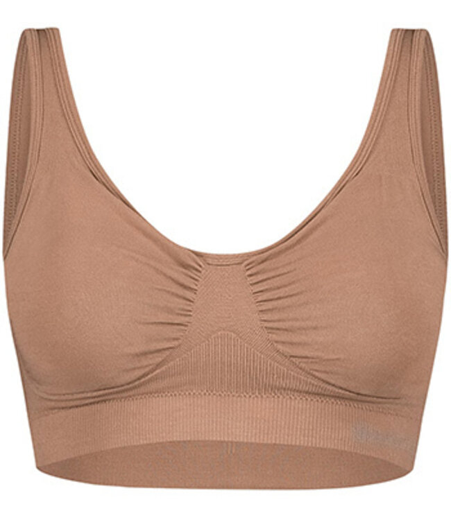 Bamboo basics - Vormgevende Crop Beha met Padding - Bronze - Fleur