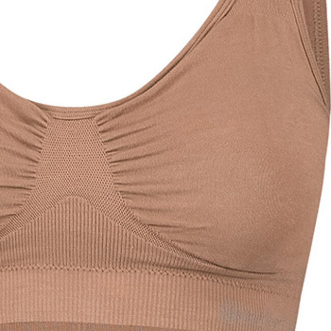 Bamboo basics - Shaping Crop Bra with Padding - Tan - Fleur