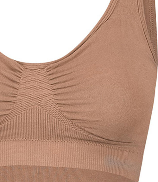 Bamboo basics - Vormgevende Crop Beha met Padding - Bronze - Fleur