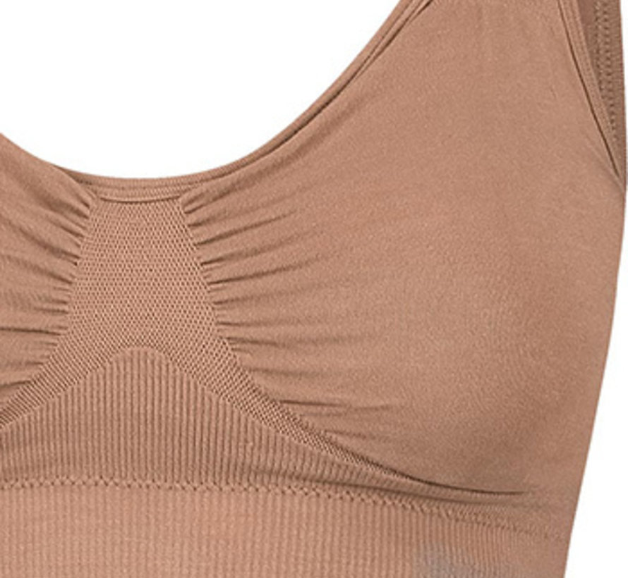 Bamboo basics - Vormgevende Crop Beha met Padding - Bronze - Fleur