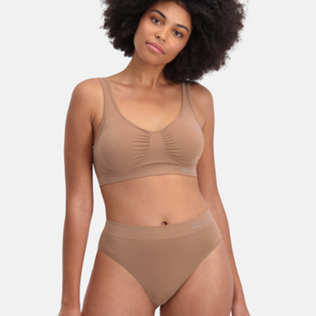 Bamboo basics - Shaping Crop Bra with Padding - Tan - Fleur
