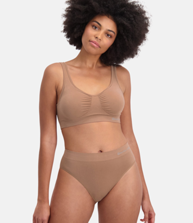 Bamboo basics - Vormgevende Crop Beha met Padding - Bronze - Fleur